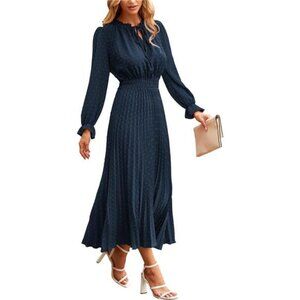 PRETTYGARDEN Women's 2025 Spring Fall Midi Dress Casual Long Sleeve V Neck